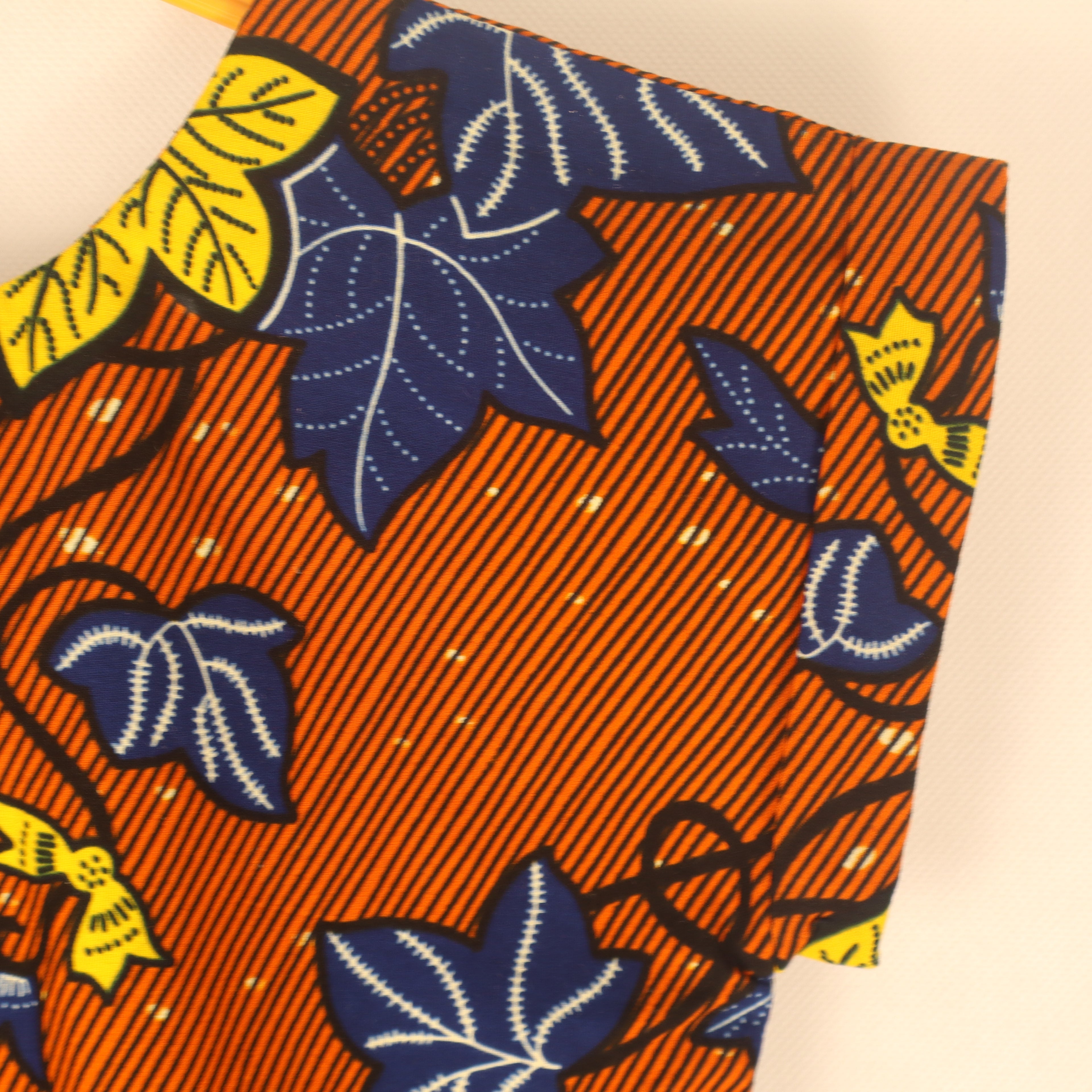 Leaf Print Dress – Orange & Blue